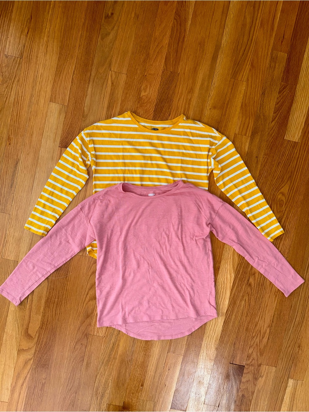 Old Navy Girls Pink Long-Sleeve Tee & Yellow Striped Long-Sleeve Tee Set